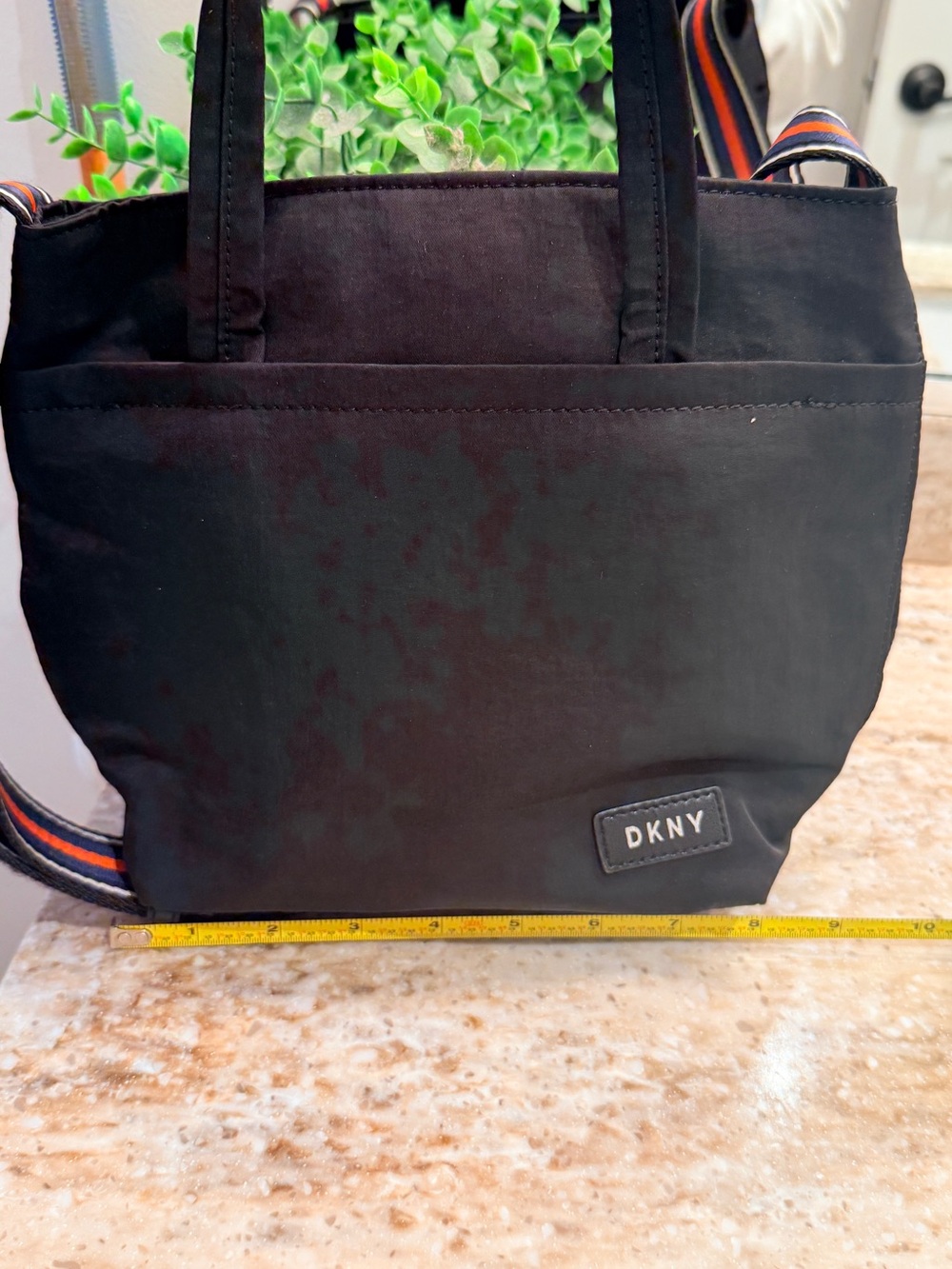 DKNY Black Canvas Tote with Logo-Print Lining